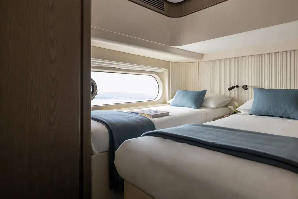 Cabin on Amparito XIII, a Azimut Magellano 60 motor yacht at Lavreotiki Municipal Unit, Greece