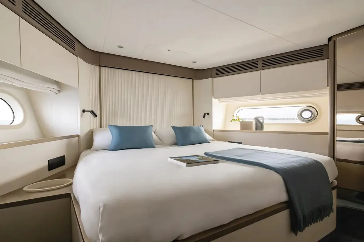 Cabin on Amparito XIII, a Azimut Magellano 60 motor yacht at Lavreotiki Municipal Unit, Greece