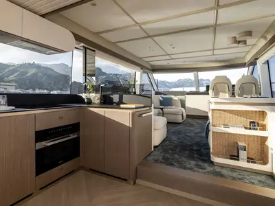 Galley of Amparito XIII, a Azimut Magellano 60 motor yacht at Lavreotiki Municipal Unit, Greece
