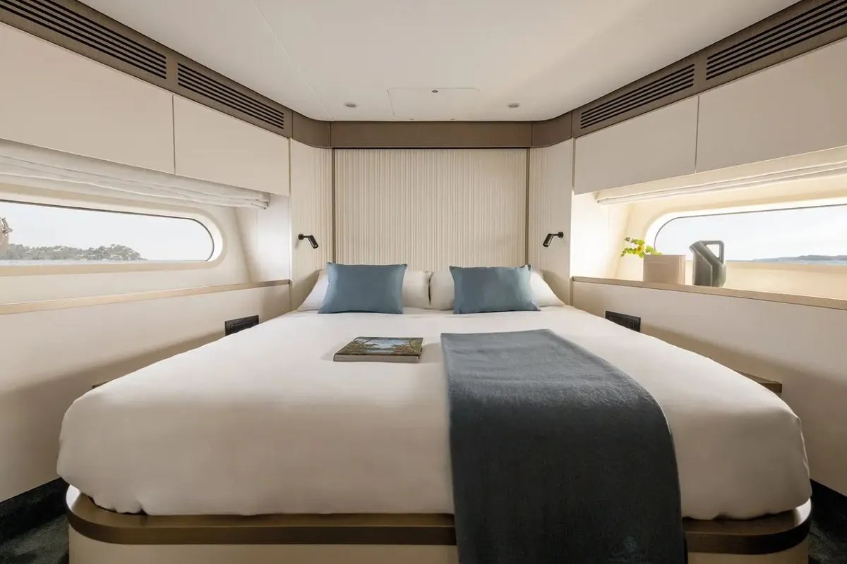 Cabin on Amparito XIII, a Azimut Magellano 60 motor yacht at Lavreotiki Municipal Unit, Greece