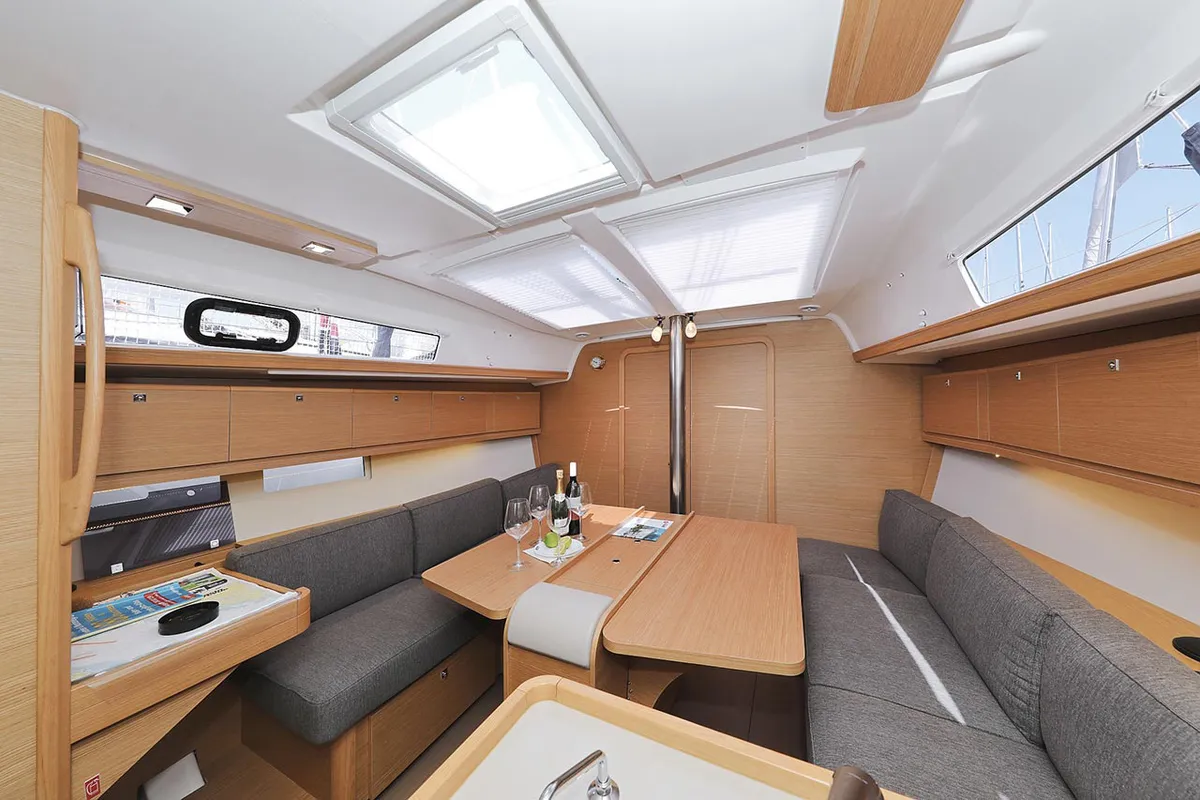 Salon of Elyra, a Dufour 382 GL sailboat at Grad Biograd na Moru, Croatia