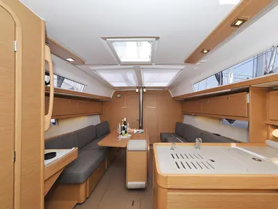 Salon of Elyra, a Dufour 382 GL sailboat at Grad Biograd na Moru, Croatia