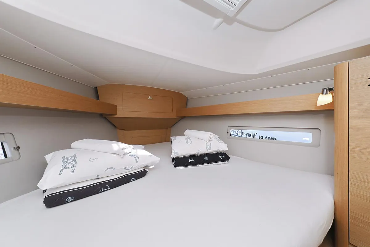 Cabin on Elyra, a Dufour 382 GL sailboat at Grad Biograd na Moru, Croatia