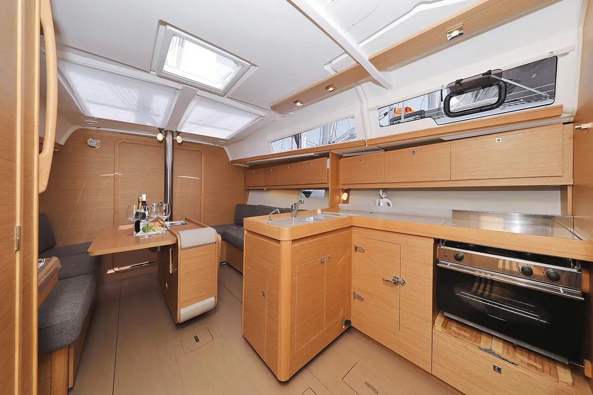 Galley of Elyra, a Dufour 382 GL sailboat at Grad Biograd na Moru, Croatia