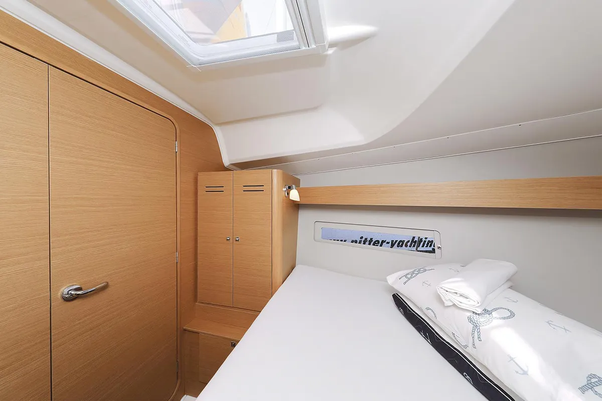 Cabin on Elyra, a Dufour 382 GL sailboat at Grad Biograd na Moru, Croatia