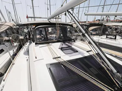 Deck of Elyra, a Dufour 382 GL sailboat at Grad Biograd na Moru, Croatia