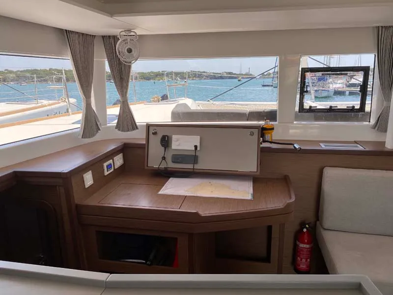 Salon of Dreamelli, a Lagoon 450 F catamaran at Trogir, Croatia