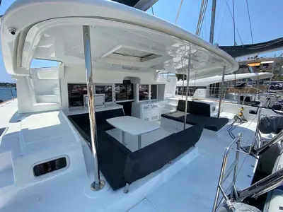 Deck of Dreamelli, a Lagoon 450 F catamaran at Trogir, Croatia