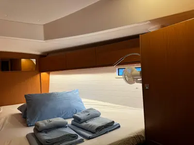 Cabin on Orion, a Bavaria Cruiser 46 sailboat at Fethiye, Turkey