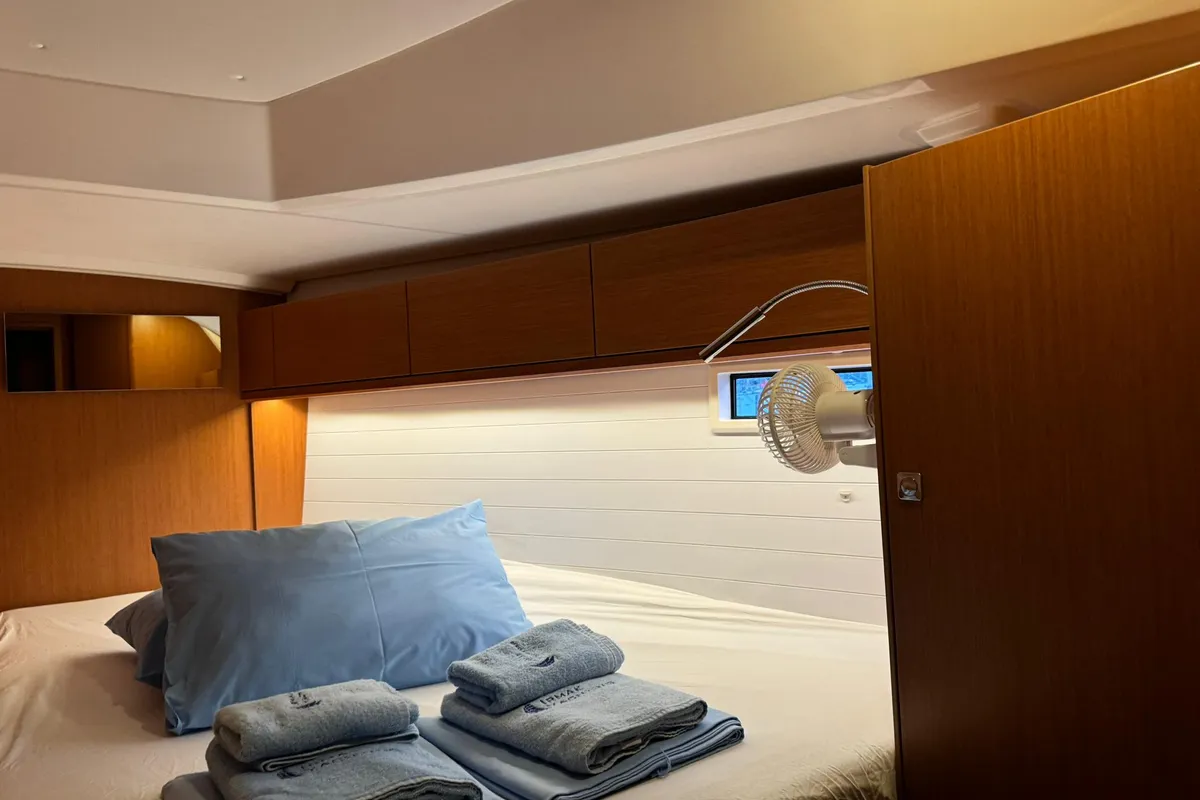 Cabin on Orion, a Bavaria Cruiser 46 sailboat at Fethiye, Turkey