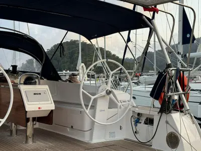 Cockpit of Orion, a Bavaria Cruiser 46 sailboat at Fethiye, Turkey