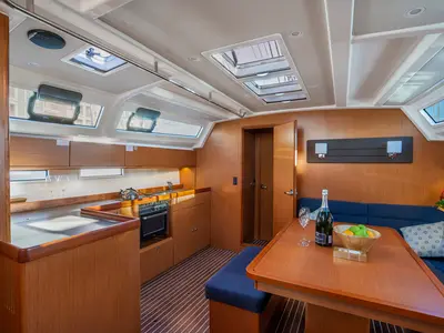 Galley of Kalev, a Bavaria Cruiser 46 sailboat at Općina Marina, Croatia
