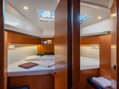 Cabin on Kalev, a Bavaria Cruiser 46 sailboat at Općina Marina, Croatia