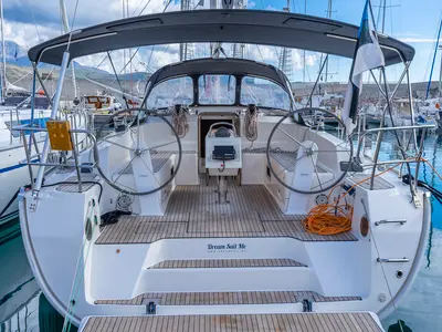 Cockpit of Kalev, a Bavaria Cruiser 46 sailboat at Općina Marina, Croatia
