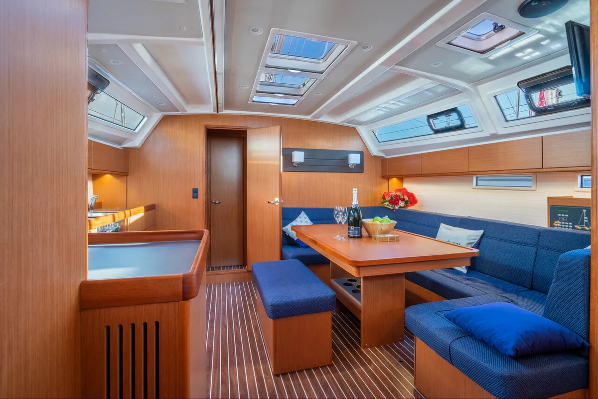 Salon of Kalev, a Bavaria Cruiser 46 sailboat at Općina Marina, Croatia