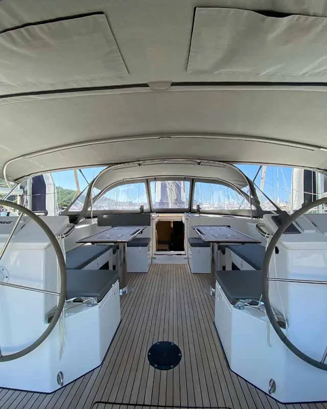 Cockpit of Beluga, a Bavaria C50 Holiday sailboat at Fethiye, Turkey