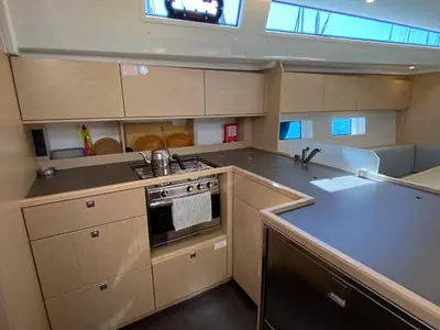 Galley of Beluga, a Bavaria C50 Holiday sailboat at Fethiye, Turkey