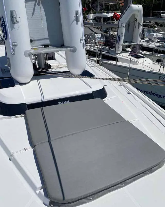 Deck of Beluga, a Bavaria C50 Holiday sailboat at Fethiye, Turkey