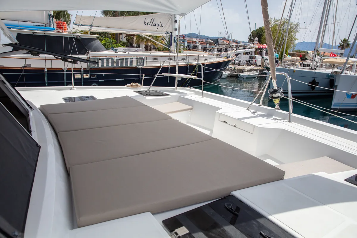 Deck of Time Out, a Bali Catspace catamaran at Marmaris, Turkey
