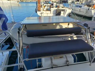 Deck of Tortilla, a Lagoon 39 catamaran at Athens, Greece