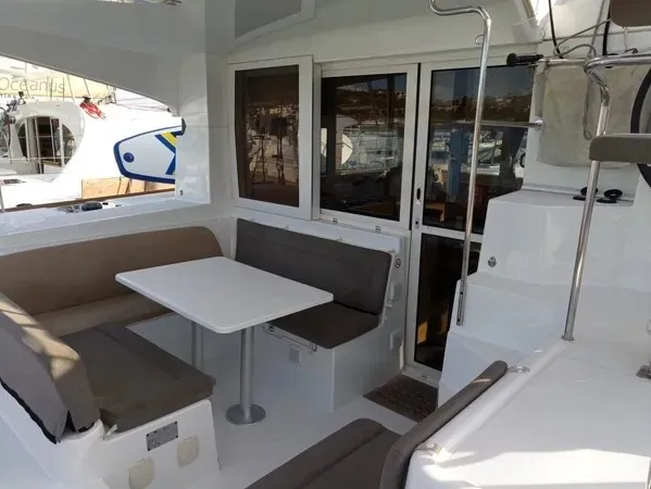Deck of Tortilla, a Lagoon 39 catamaran at Athens, Greece