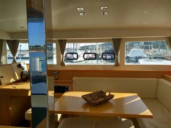 Salon of Tortilla, a Lagoon 39 catamaran at Athens, Greece