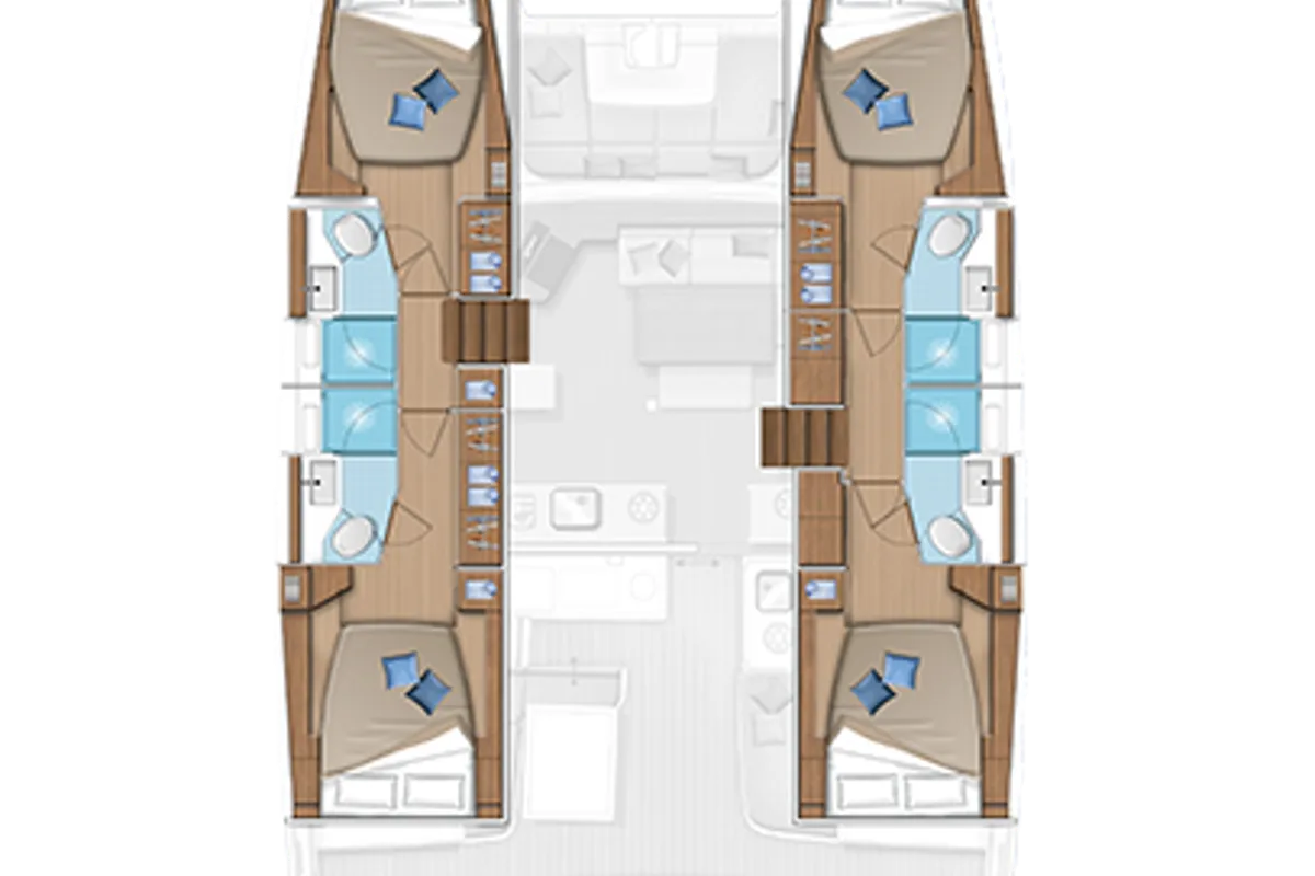 Floor plan of Vuk, a Lagoon 46 catamaran at Seget Donji, Croatia