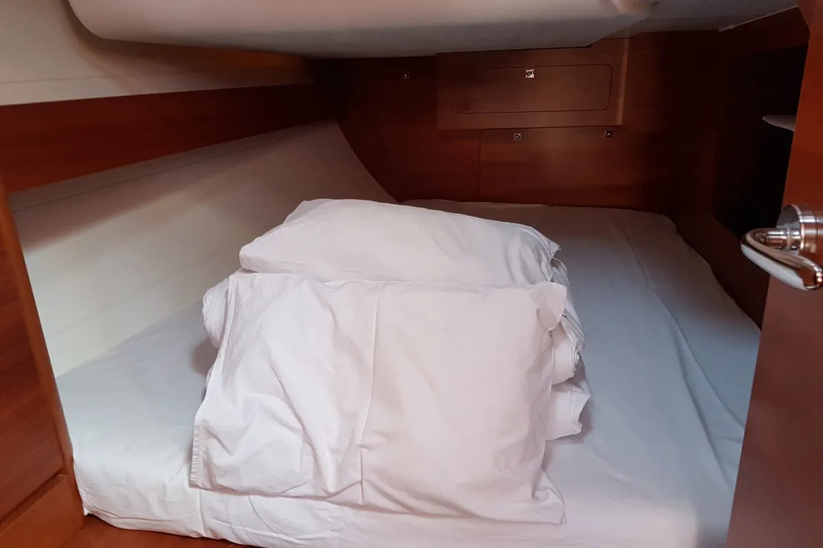Cabin on Fortuna, a Dufour 382 Grand Large sailboat at Općina Medulin, Croatia