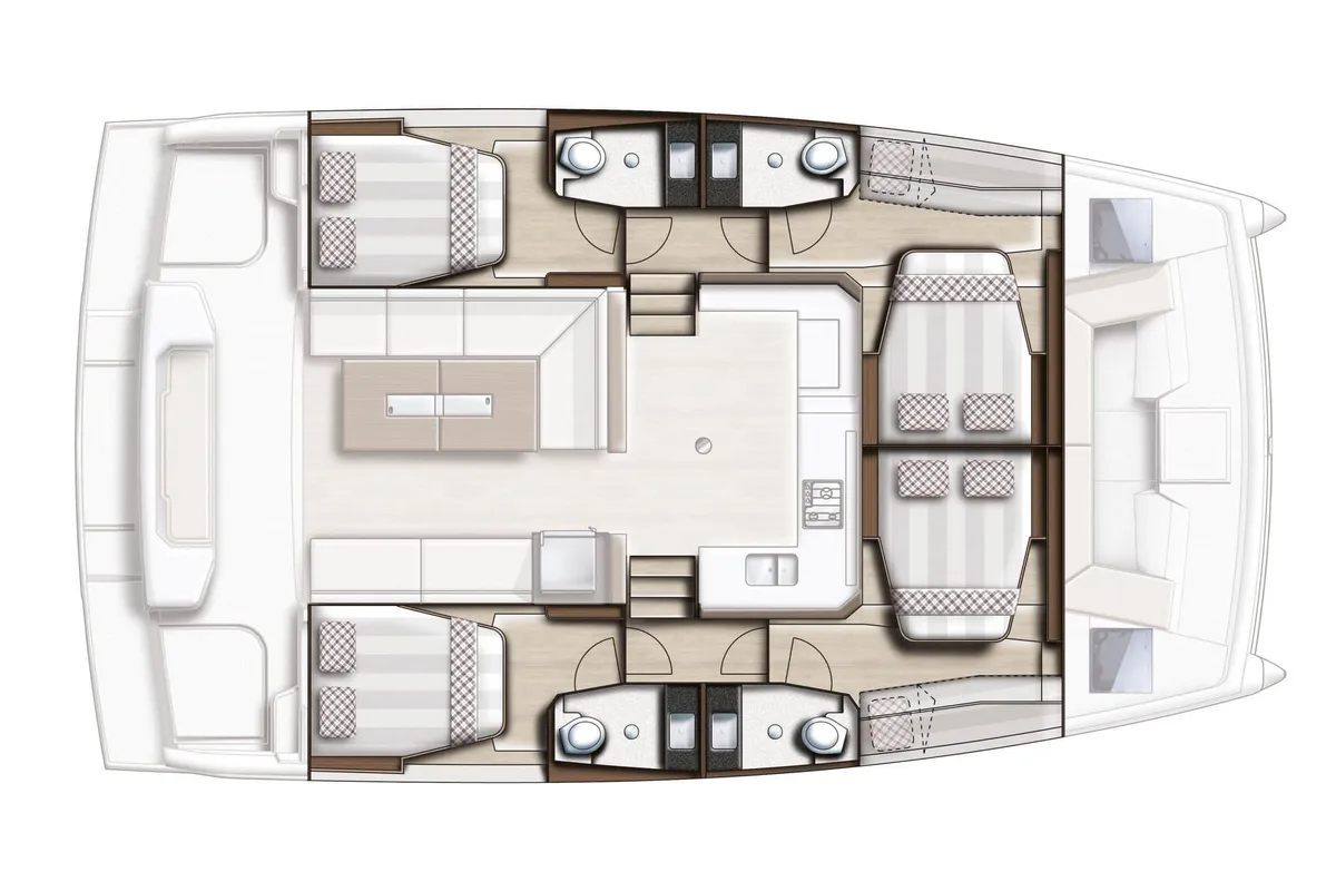 Floor plan of ISOLA BELLA, a Bali Catspace catamaran at Tonnarella, Italy