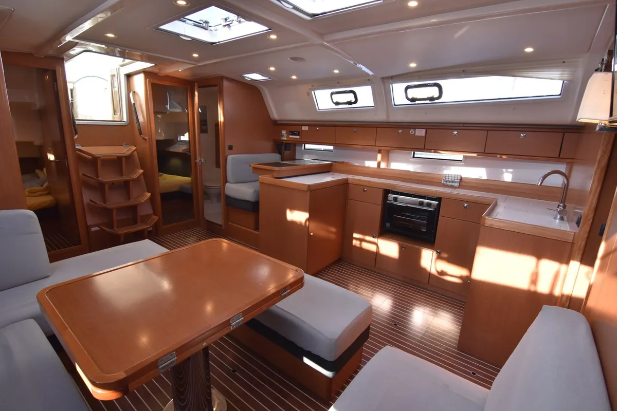 Galley of Tramuntana, a Bavaria Cruiser 51 sailboat at Punat, Croatia