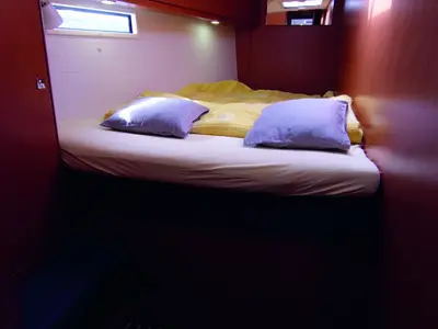 Cabin on Tramuntana, a Bavaria Cruiser 51 sailboat at Punat, Croatia