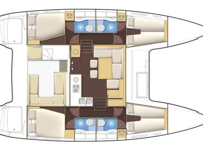 Floor plan of AF-LAG400, a Lagoon 400 catamaran at Athens, Greece
