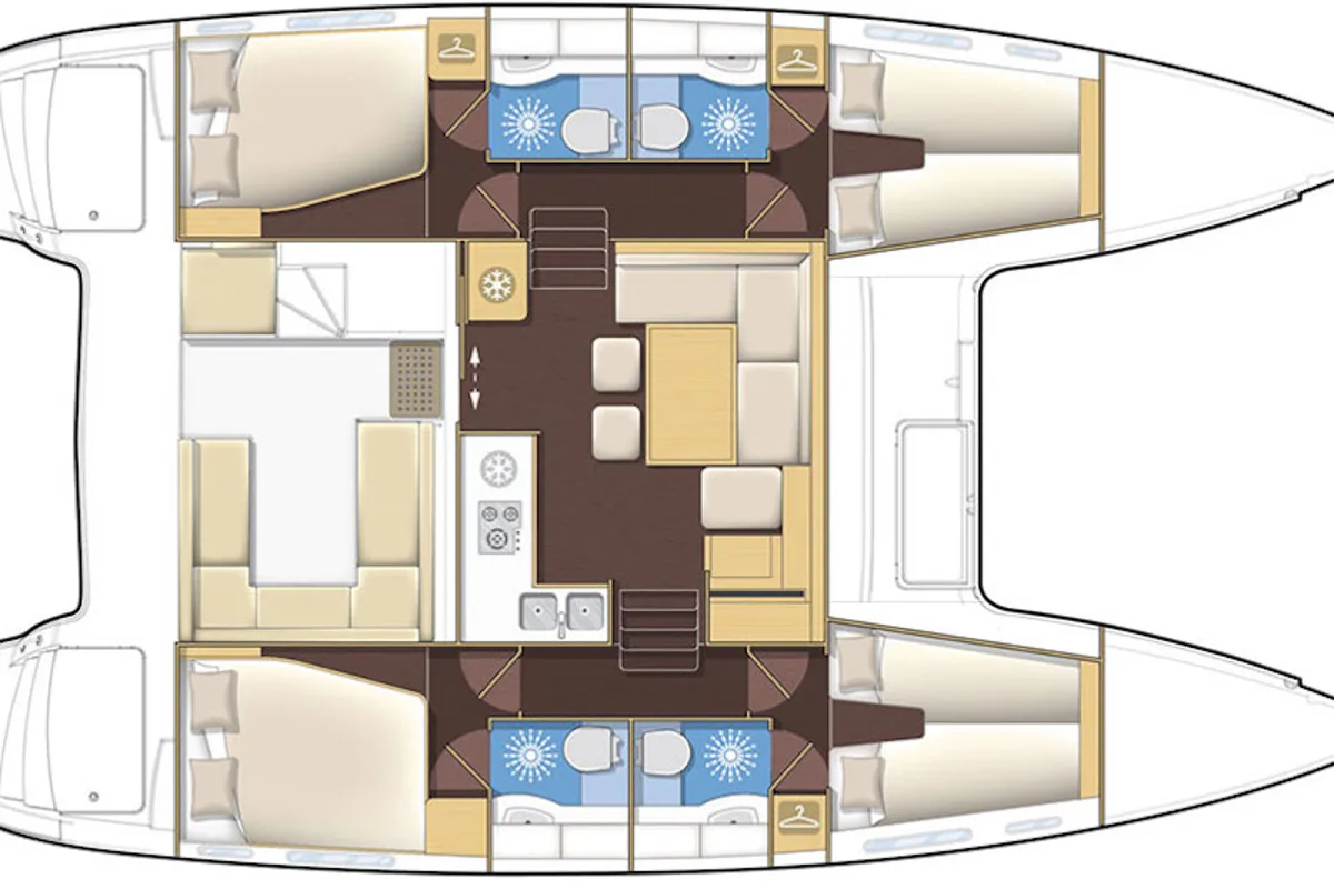 Floor plan of AF-LAG400, a Lagoon 400 catamaran at Athens, Greece