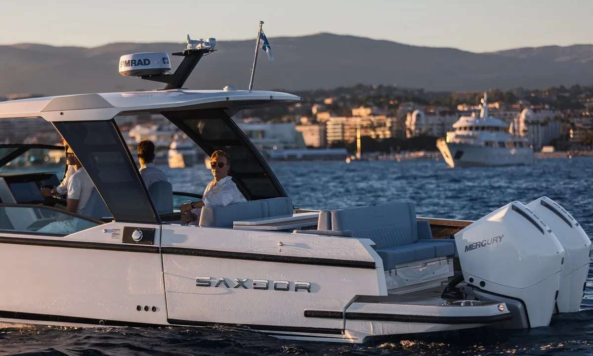 Exterior view of Tide Hunter, a Saxdor 320 GTO motorboat at Općina Sukošan, Croatia