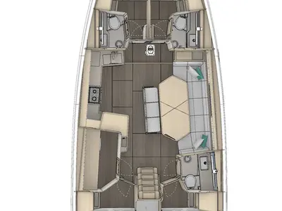 Floor plan of Dufour 48, a sailboat at Mytikas, Greece
