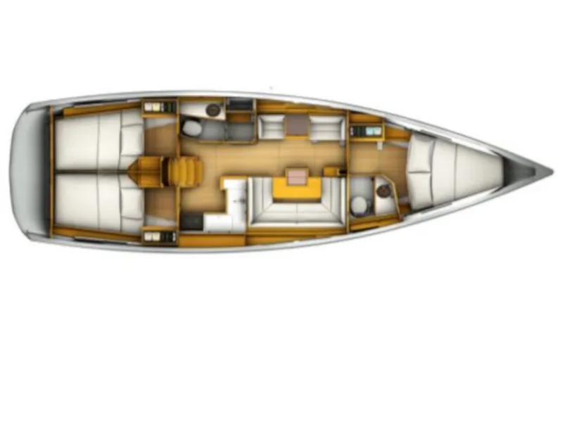 Floor plan of Turrun Turrun, a Jeanneau Sun Odyssey 419 sailboat at Santa Cruz de Tenerife, Spain