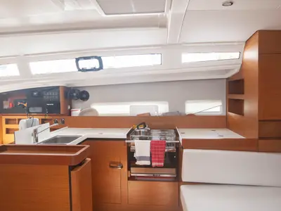 Galley of Sea Breeze, a Jeanneau Sun Odyssey 410 sailboat at Marmaris, Turkey