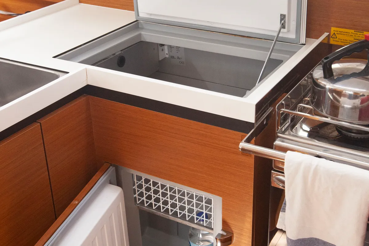 Galley of Sea Breeze, a Jeanneau Sun Odyssey 410 sailboat at Marmaris, Turkey