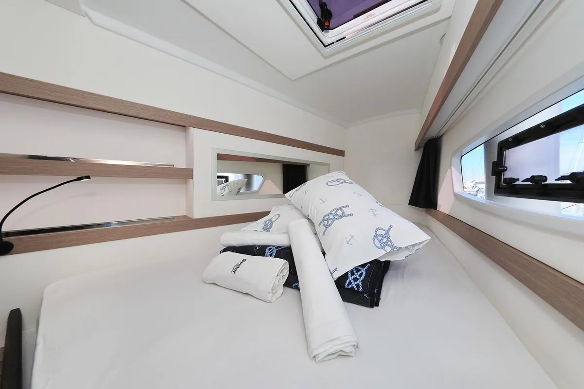 Cabin on Felicitas II, a Fountaine Pajot Lucia 40 catamaran at Grad Biograd na Moru, Croatia