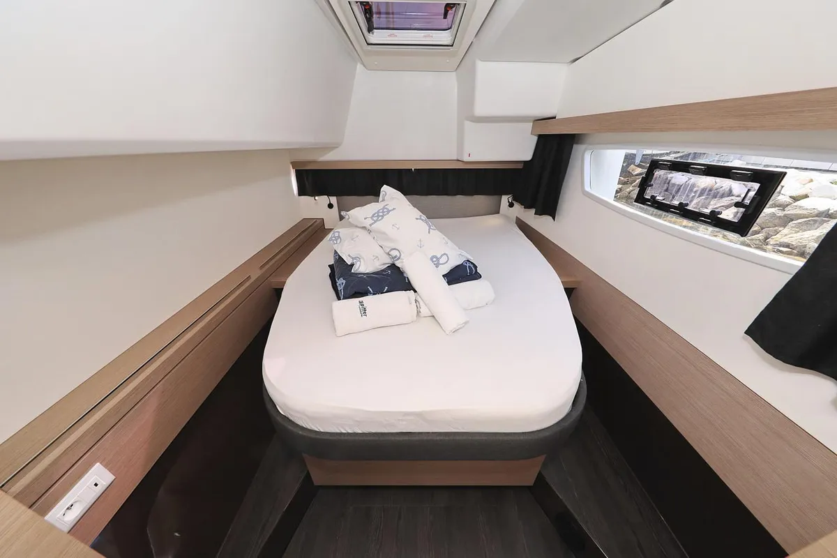 Cabin on Felicitas II, a Fountaine Pajot Lucia 40 catamaran at Grad Biograd na Moru, Croatia