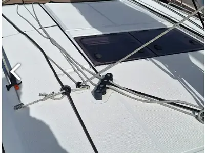 Salon of Iliada, a Jeanneau Sun Odyssey 410 sailboat at Palairos, Greece
