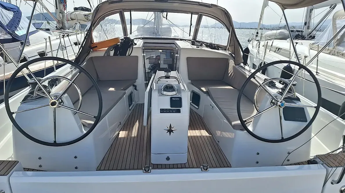 Iliada, a Jeanneau Sun Odyssey 410 sailboat at Municipal Unit of Palairos, Greece