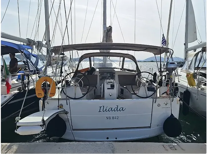 Iliada, a Jeanneau Sun Odyssey 410 sailboat at Municipal Unit of Palairos, Greece