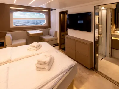 Cabin on Shaft, a Jeanneau Prestige 590 Flybridge motor yacht at Podstrana - Miljevac, Croatia