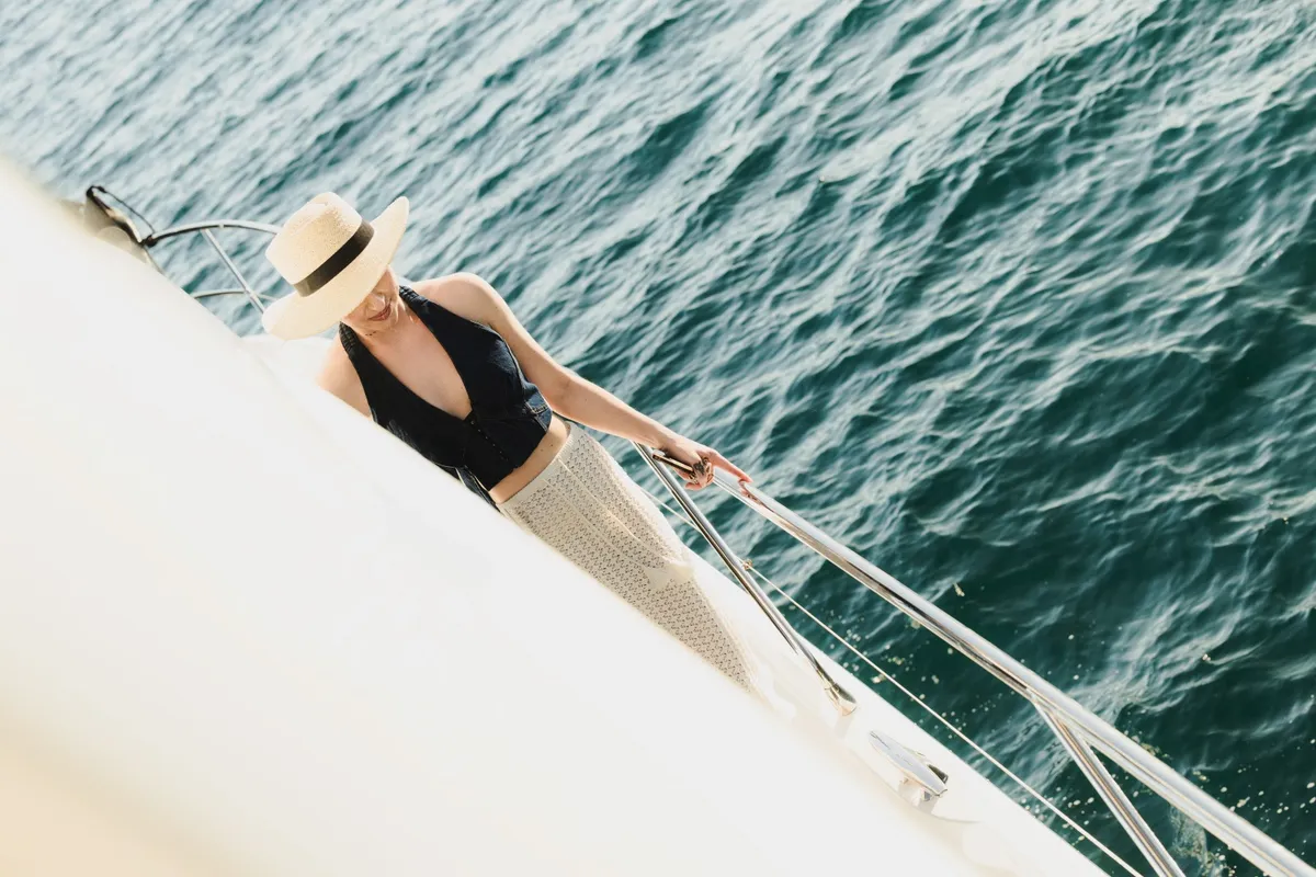 Deck of Shaft, a Jeanneau Prestige 590 Flybridge motor yacht at Podstrana - Miljevac, Croatia
