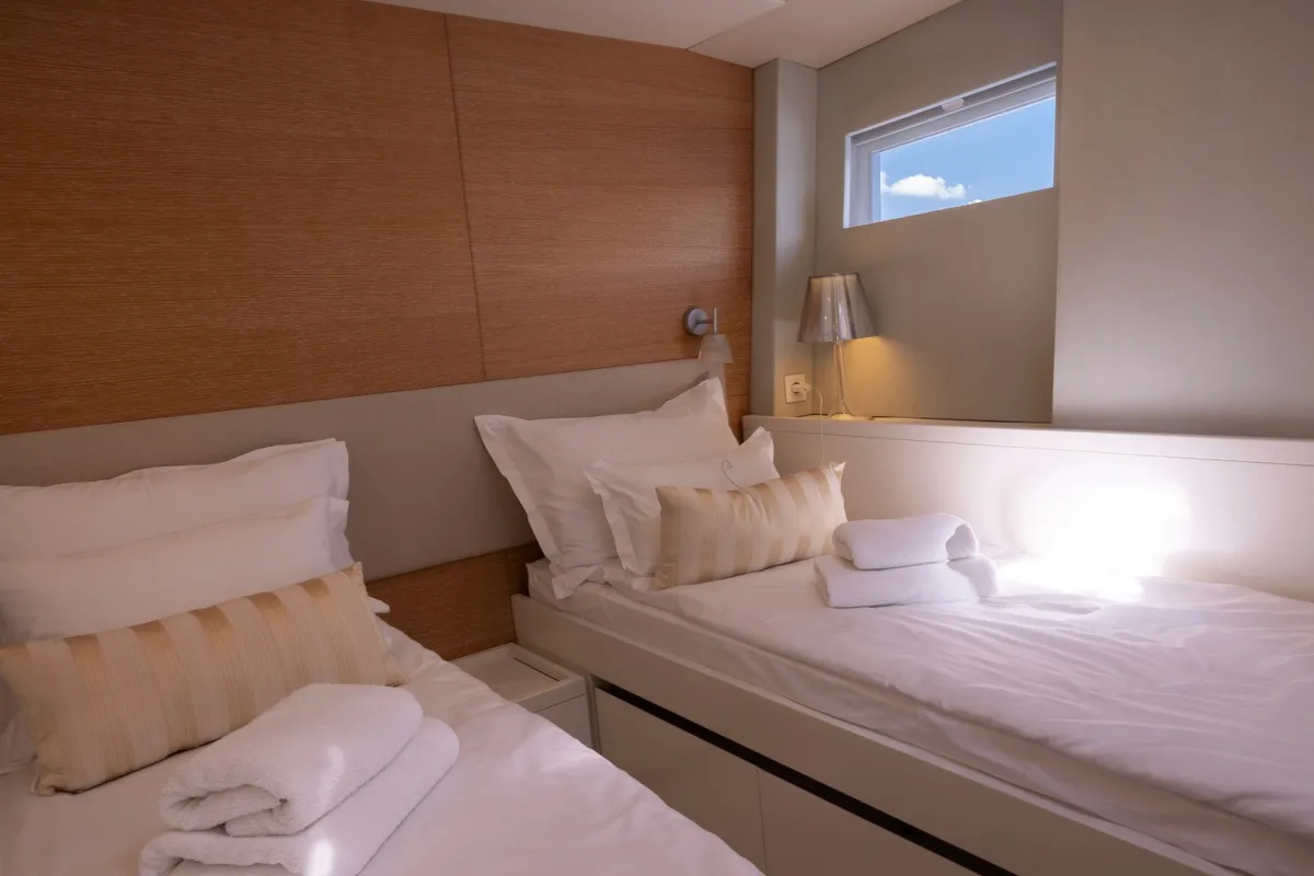 Cabin on Shaft, a Jeanneau Prestige 590 Flybridge motor yacht at Podstrana - Miljevac, Croatia