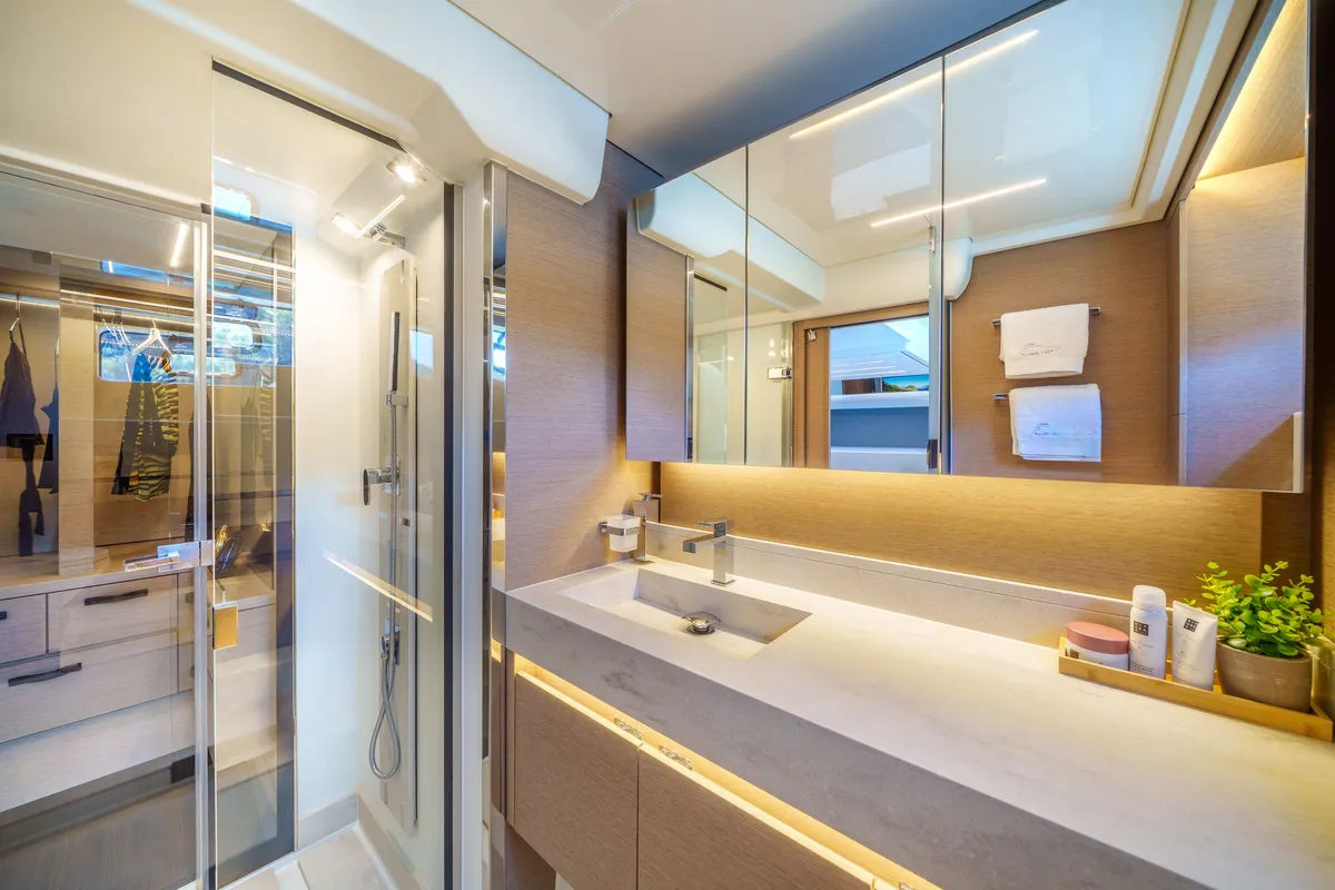 Shaft, a Jeanneau Prestige 590 Flybridge motor yacht at Podstrana - Miljevac, Croatia