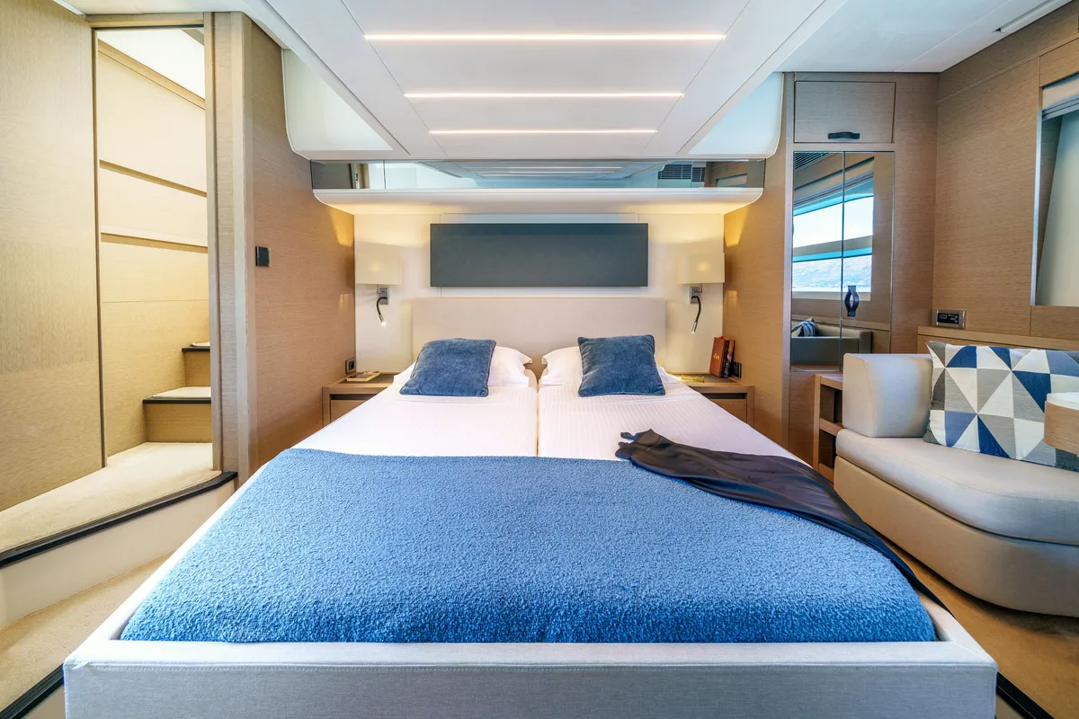 Shaft, a Jeanneau Prestige 590 Flybridge motor yacht at Podstrana - Miljevac, Croatia