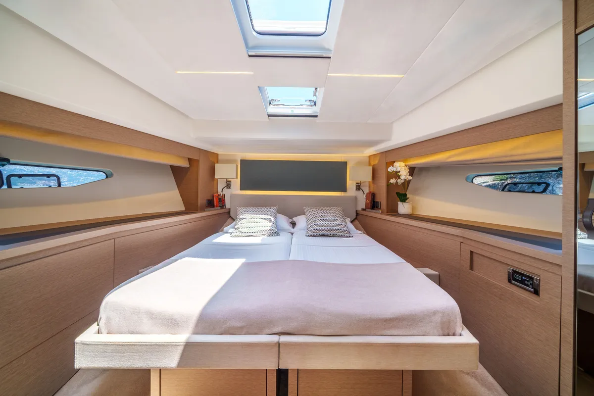 Shaft, a Jeanneau Prestige 590 Flybridge motor yacht at Podstrana - Miljevac, Croatia