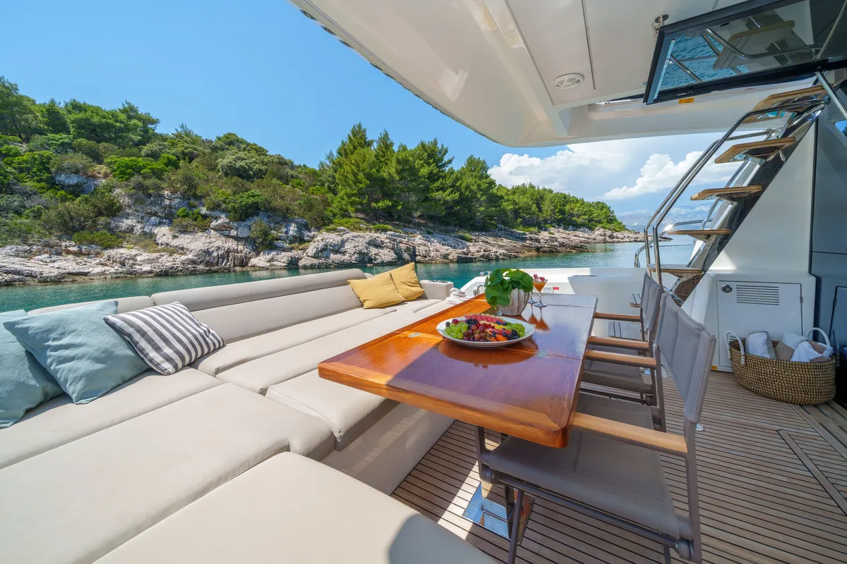 Shaft, a Jeanneau Prestige 590 Flybridge motor yacht at Podstrana - Miljevac, Croatia